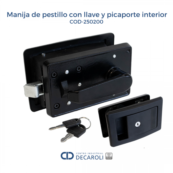 Manija de pestillo con llave y picaporte interior